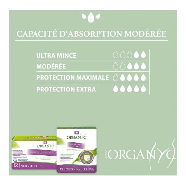 Organyc Serviettes Fuites urinaires Normal 3 gouttes
