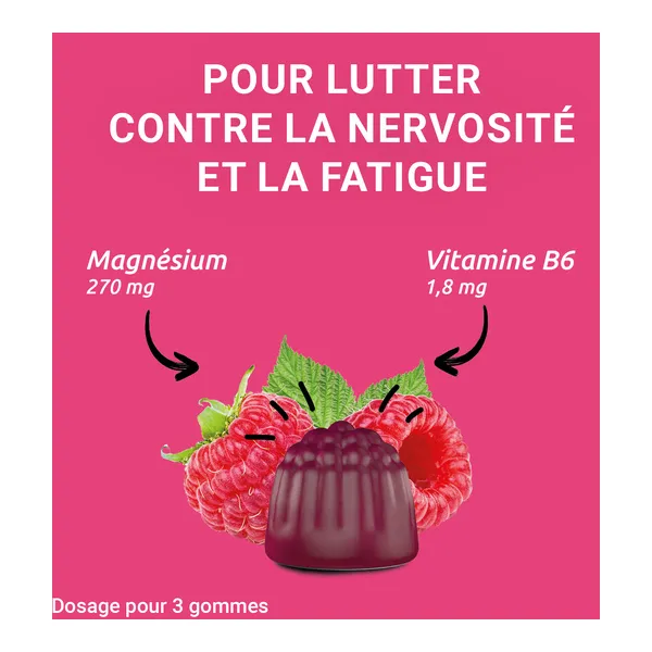 Mag 2 Nervosité Fatigue gummies Framboise