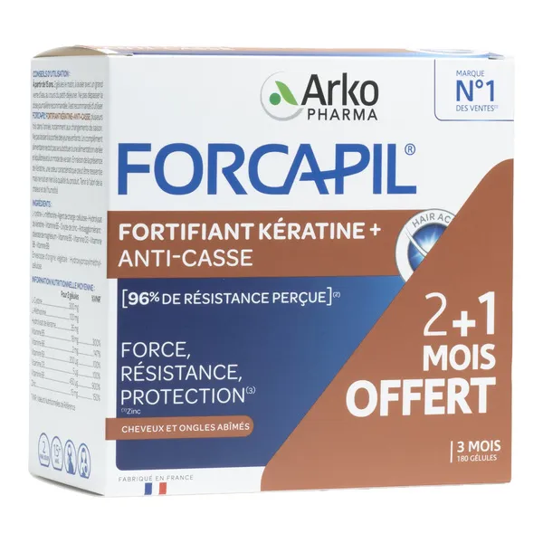 Forcapil Fortifiant kératine + Cheveux et ongles gélules