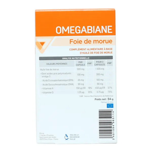 PileJe Omegabiane Foie de morue capsules