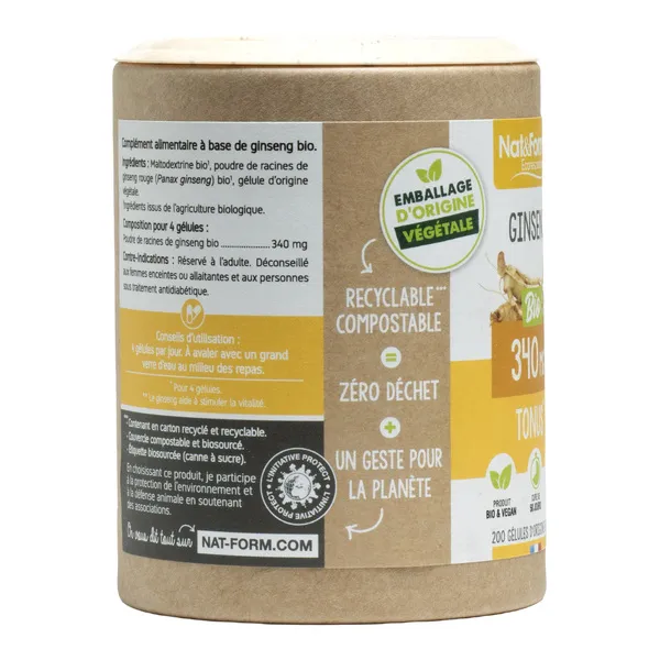 Nat et Form Ecoresponsable ginseng bio gélules