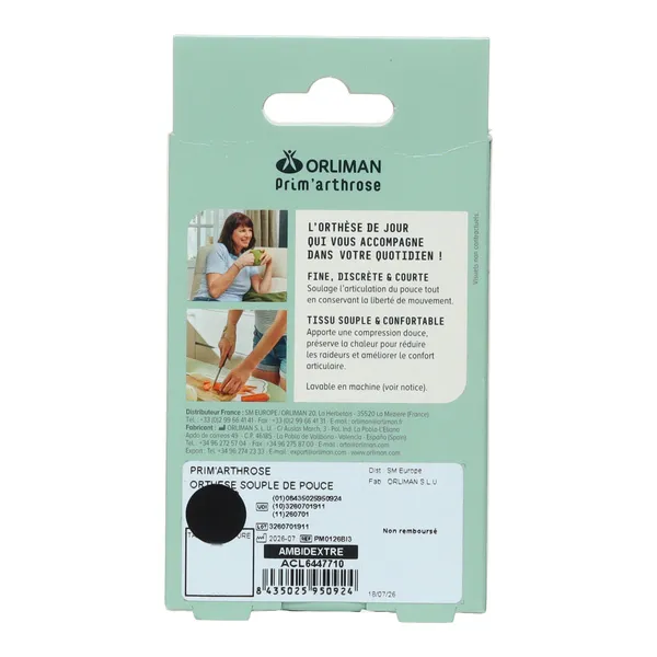 Orthèse souple de pouce Orliman Prim'arthrose