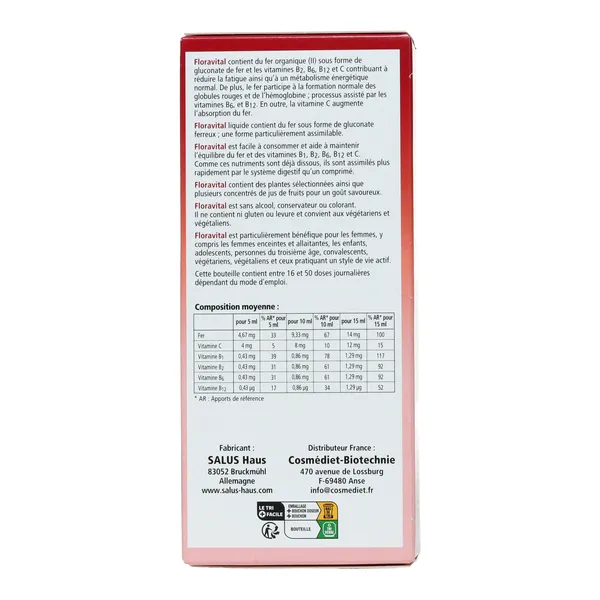 Floravital Fer et plantes solution buvable