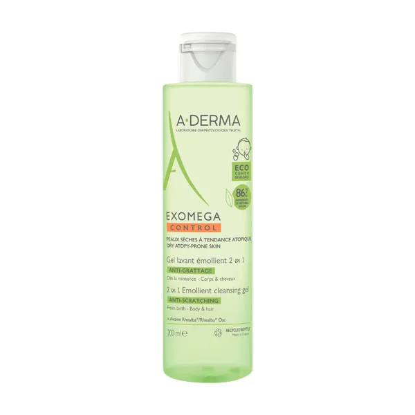 A Derma Exomega Control gel lavant 2 en 1