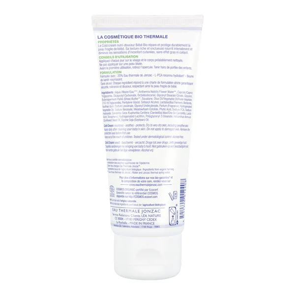 Jonzac Bébé cold cream nutri-douceur Bio