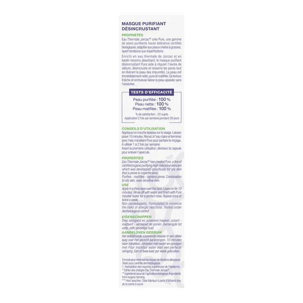 Jonzac Pure Masque purifiant désincrustant Bio
