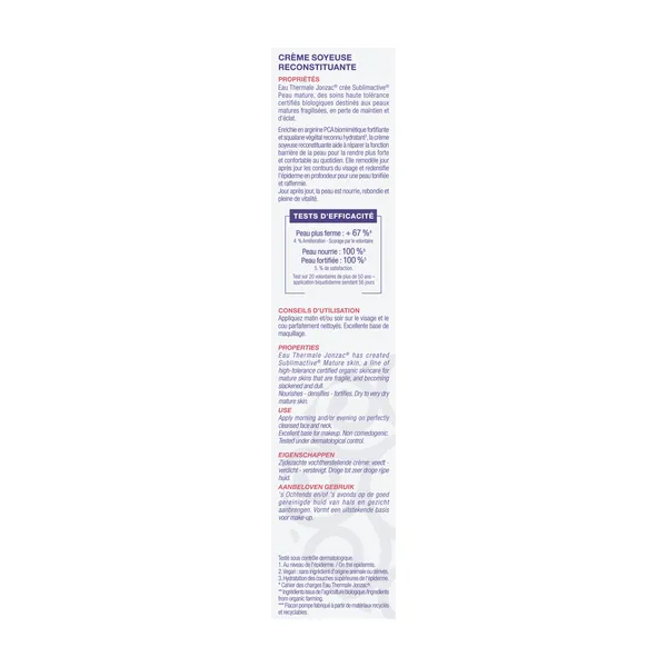 Jonzac Sublimactive Crème Soyeuse Reconstituante Bio