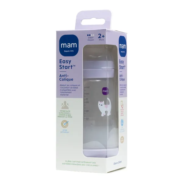 MAM Biberon Easy Start débit moyen 260 ml