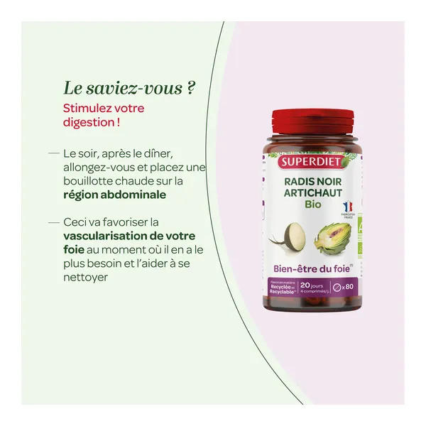 Super Diet radis noir artichaut bio comprimés