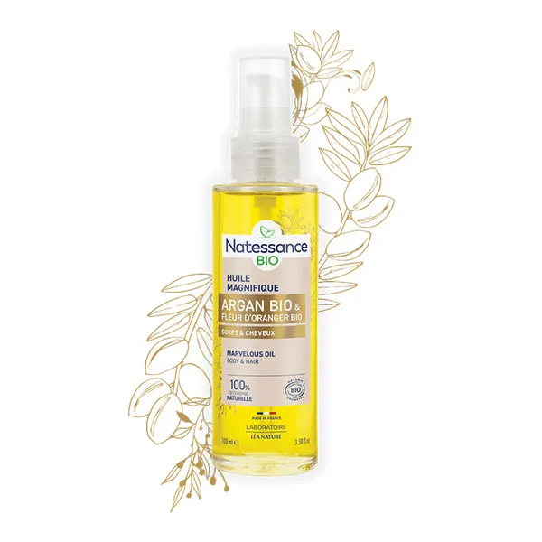 Natessance Huile sèche magnifique à l'huile d'argan Bio