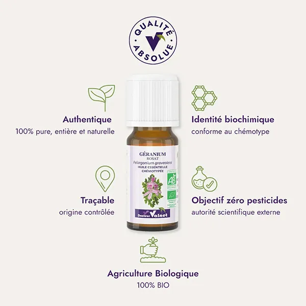 Docteur Valnet  huile essentielle de Géranium rosat Bio