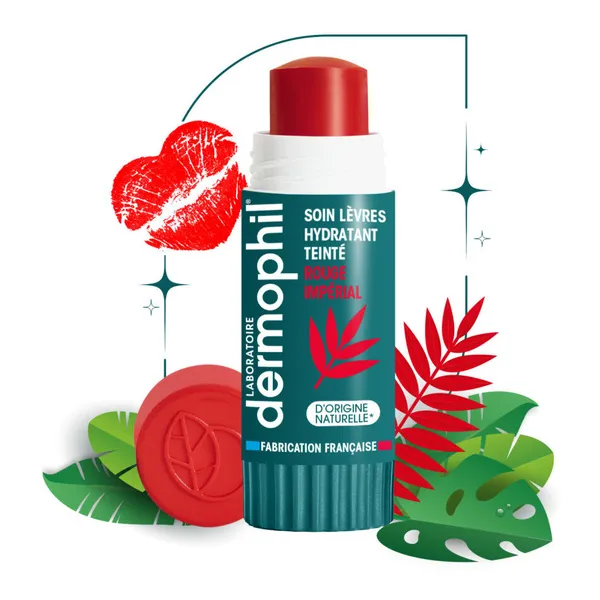 Dermophil Indien stick lèvre hydratant teinté Rouge impérial
