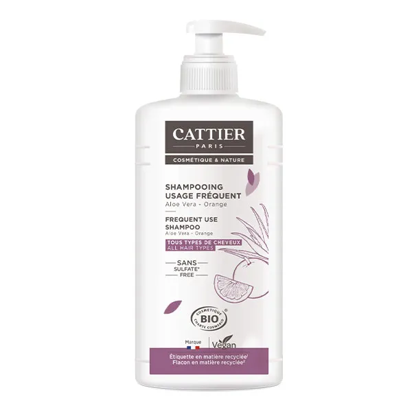 Cattier shampooing usage fréquent Aloe vera Orange bio
