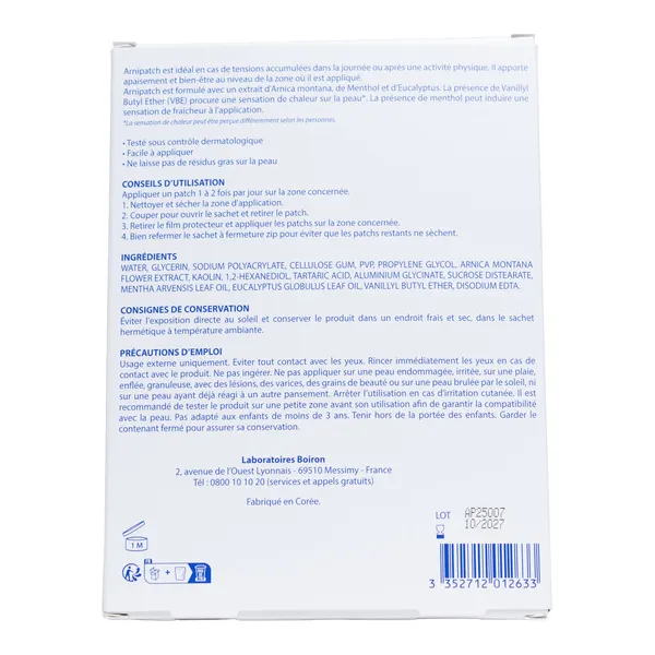 Boiron Arnipatch apaisant effet chauffant