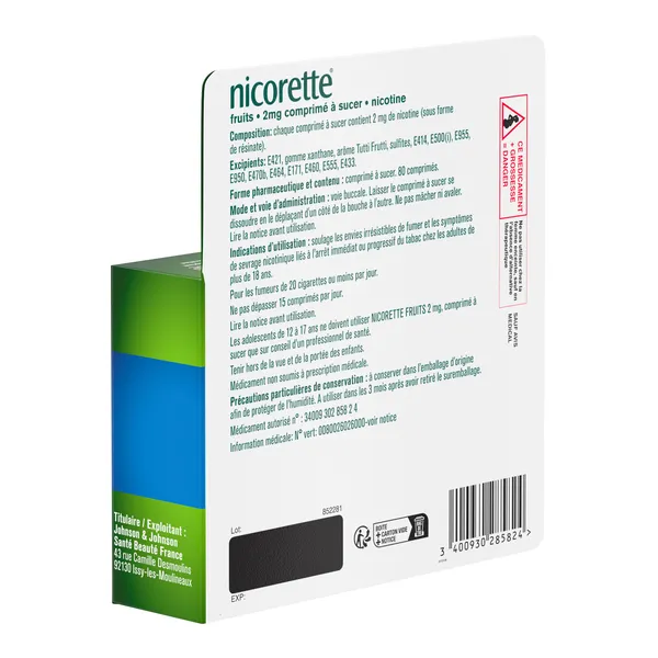 Nicorette 2 mg fruits comprimés à sucer