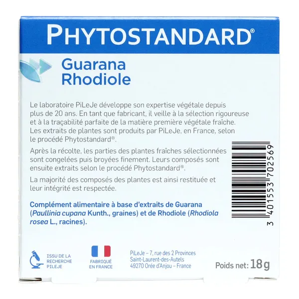 Pileje Phytostandard Guarana Rhodiole comprimés
