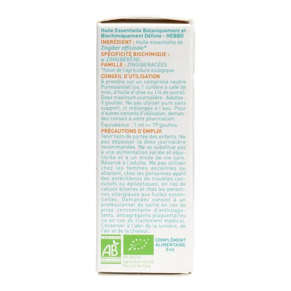 Puressentiel Huile essentielle Gingembre frais Bio