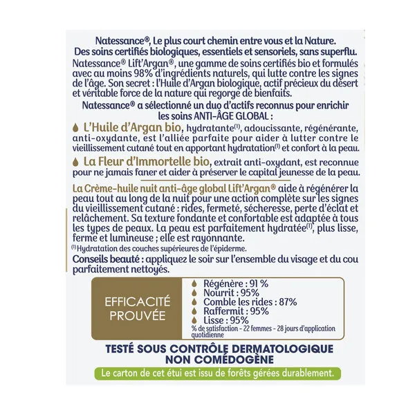 Natessance crème huile nuit bio Anti-âge global