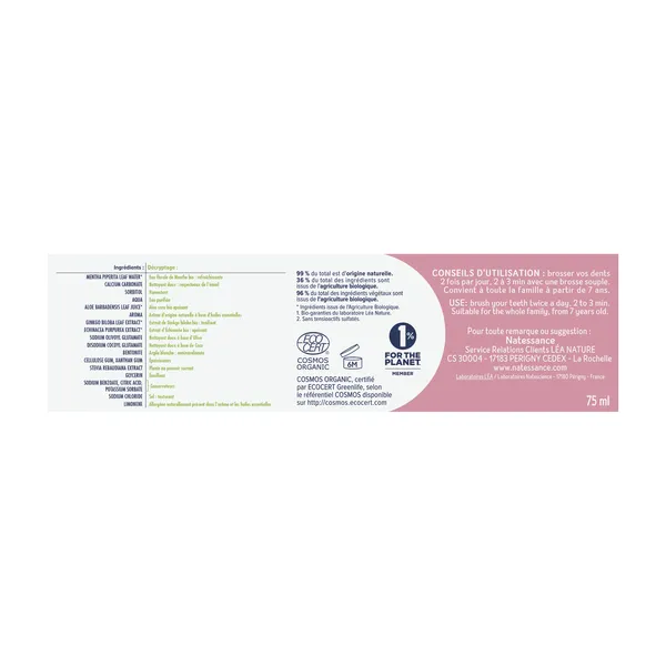 Natessance dentifrice Bio Gencives sensibles
