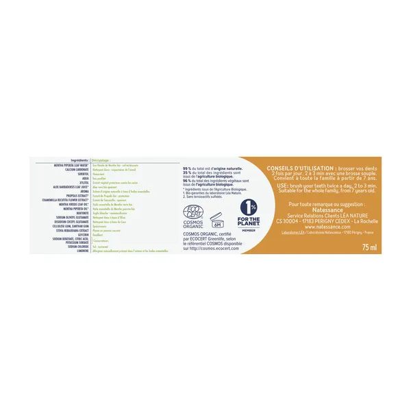 Natessance dentifrice soin complet Bio