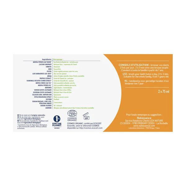 Natessance dentifrice soin complet Bio