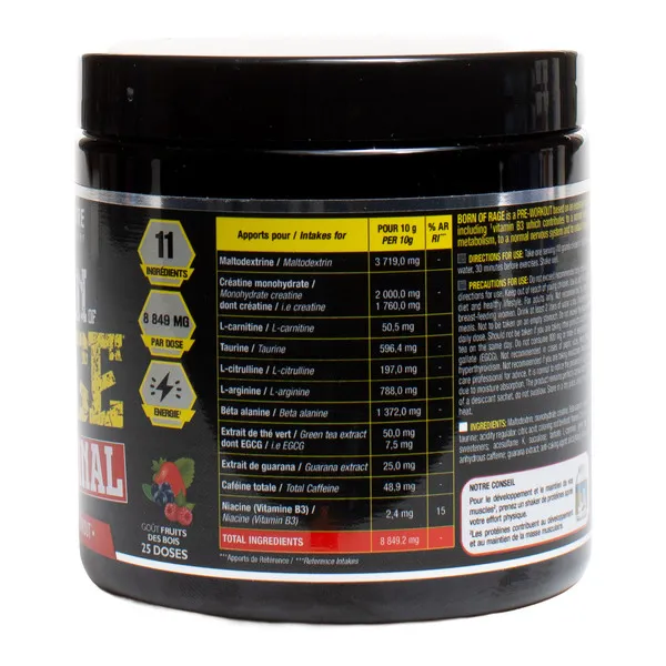 Eric Favre Born of Rage Original Explosive pre workout poudre