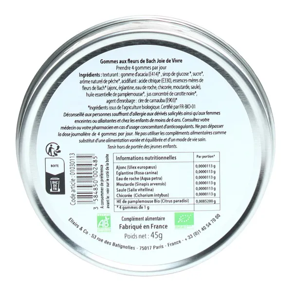 Elixirs and Co Fleurs de Bach Joie de vivre bio Gummies