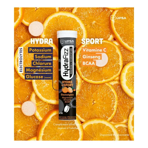 UPSA HydraFizz Hydra + Sport comprimés effervescents