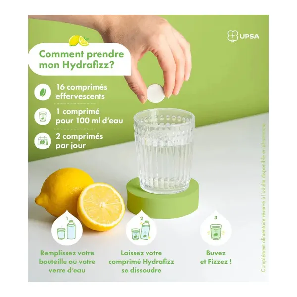 UPSA HydraFizz Hydra + Detox comprimés effervescents
