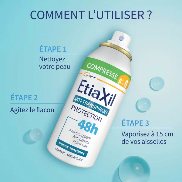 Etiaxil anti transpirant 48h Peaux sensibles spray compressé