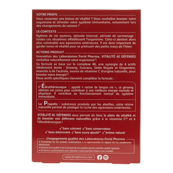 Forté Pharma Vitalité 4G Défenses ampoule