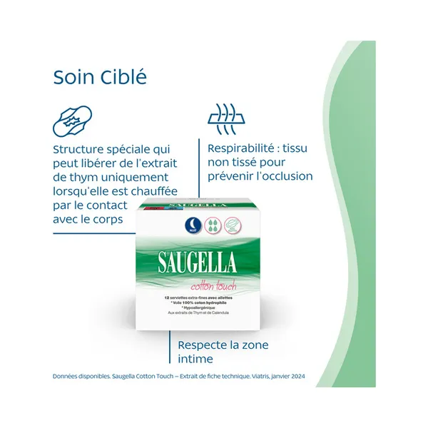 Saugella Cotton Touch Serviettes hygiéniques nuit