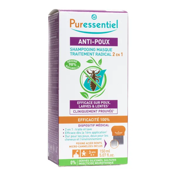 Puressentiel anti-poux shampooing masque traitement radical 2 en 1