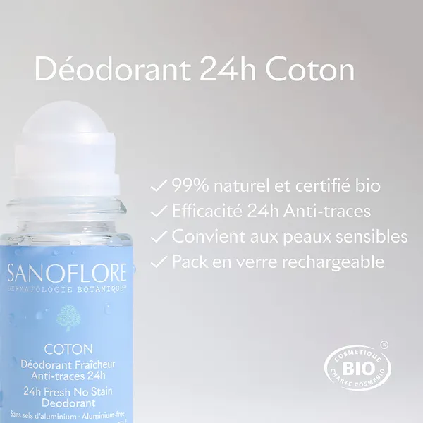 Sanoflore Déodorant Coton 24H bio roll on