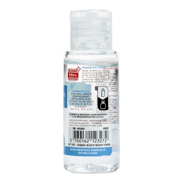 MKL Gel hydroalcoolique à l'aloe vera sans parfum