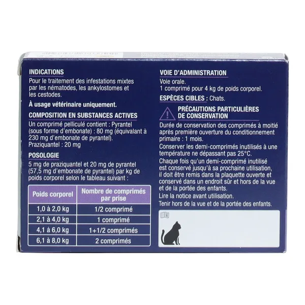 Pyrantel Praziquantel Viatris vermifuge chat