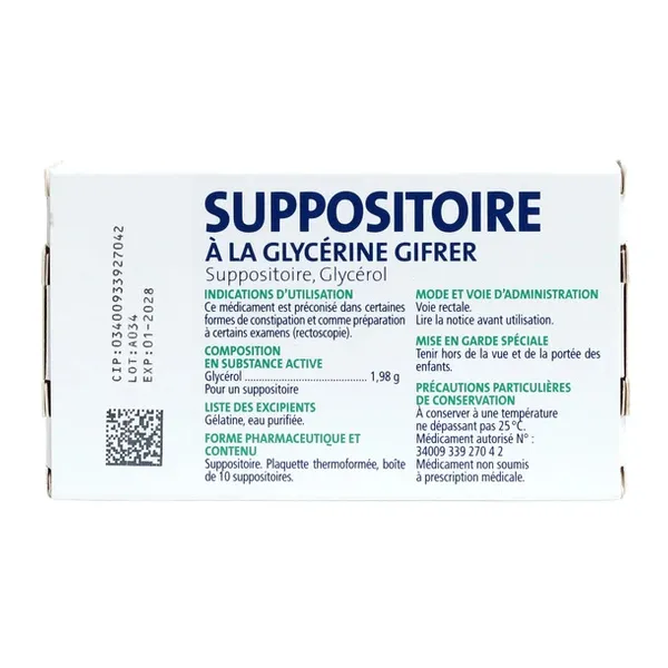 Suppositoire glycérine Adulte