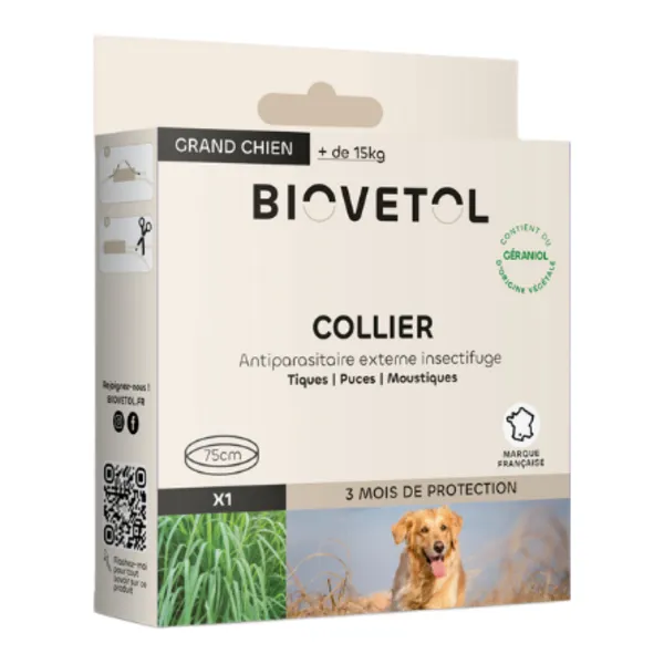 Collier anti puce chien Biovetol