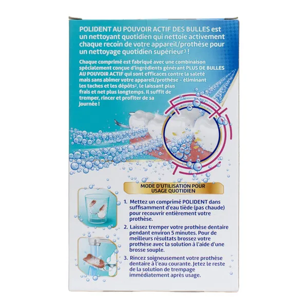 Polident anti-bactérien nettoyant comprimés pour appareils dentaires
