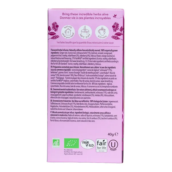 Pukka Baie de sureau et échinacée sachets