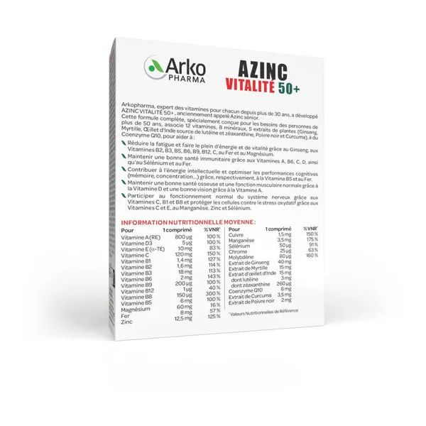 Azinc Vitalité 50+ comprimés