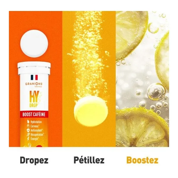 Granions Hydrop Boost Caféine Vitamines et Minéraux comprimés