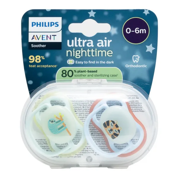 Avent Ultra Air Nightime Sucette anatomique silicone 0-6 mois