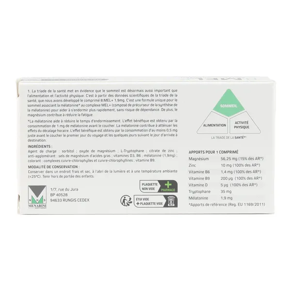 8 Mel+ Mélatonine 1,9 mg comprimés
