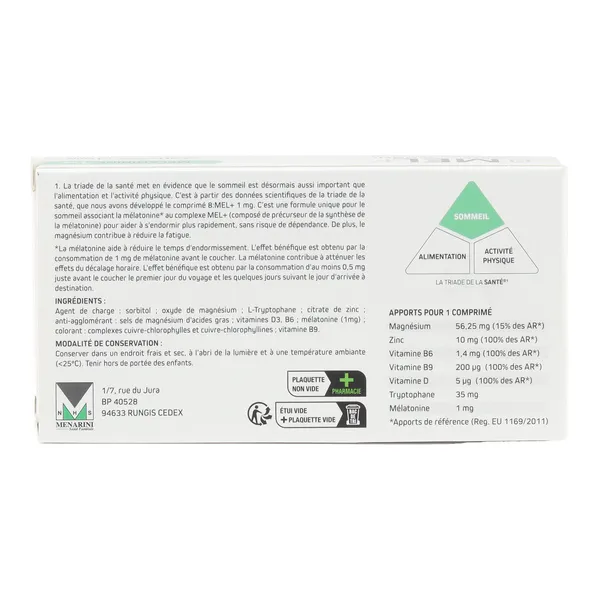 8 Mel+ Mélatonine 1 mg comprimés