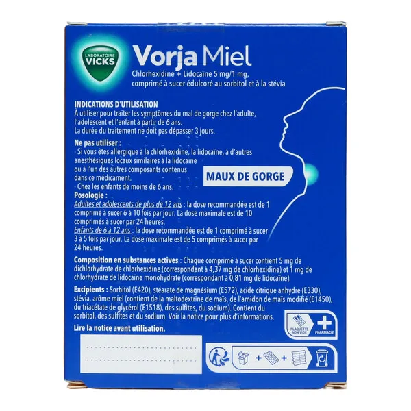 Vicks Vorja maux de gorge comprimés à sucer