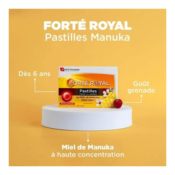Forte Royal Pastilles pour la gorge au miel de Manuka