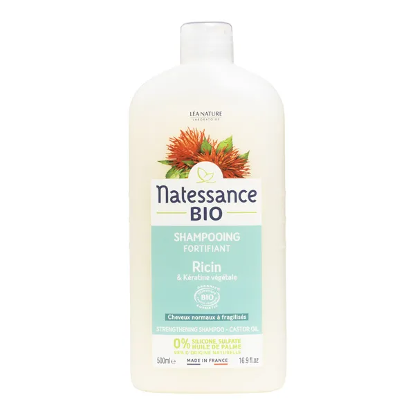 Natessance Shampooing réparateur fortifiant Ricin bio et Kératine végétale