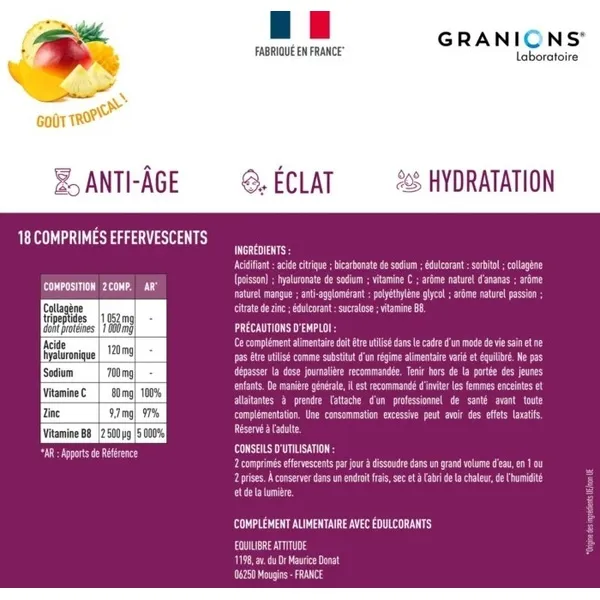 Granions Collagène tripeptides 1000 mg comprimés effervescents