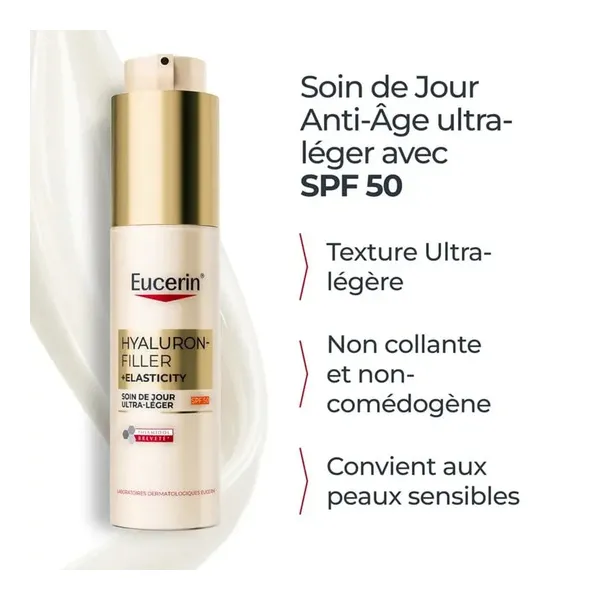 Eucerin Hyaluron Filler + Elasticity Soin de jour ultra léger SPF 50
